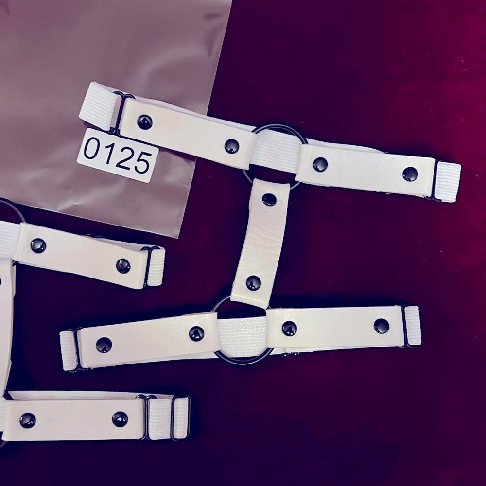 EUC White Leather Leg garters